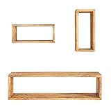 Riess Ambiente Massives Wandregal 3er Set Hemingway 94cm aus Mangoholz...