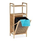 Relaxdays Badregal mit Wäschekorb, 2 Ablagen, HBT: 95 x 40 x 30 cm,...