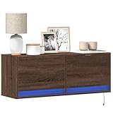 ZQQLVOO TV-Wandschrank mit LED-Beleuchtung Eichen-Optik HiFi Rack...