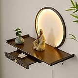 DECAKE Wandmontierter Buddha-Altartisch mit LED-Beleuchtung,...
