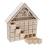 VILLCASE Holz-adventskalender Rustikales Weihnachtshaus Mit...