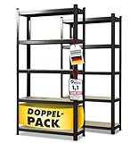 Floordirekt Schwerlastregal, 2er Set, schwarz 150 x 75 x 30 cm...