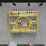 GWPGJW Weinregal Wand Metall, Bar Regal mit Weingläserhalter -...