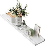 Gieanoo Wandregal Weiß, 90CM Bilderleiste Weiss massives Eichenholz...