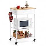 VASAGLE Küchewagen mit Rollen, mobiler Servierwagen mit Stauraum,...
