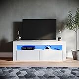 SONNI TV Board LED Lowboard TV Schrank Weiss 120 cm breit,...