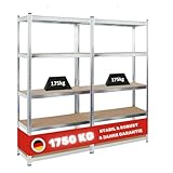 PROREGAL 2X Schwerlastregal Gorilla | HxBxT 180x90x40cm | Fachlast...