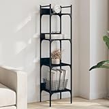 Qnhdfrt Bücherregal Schmal Hoch 4 Böden Schwarz 35x30x138,5 cm...
