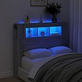 QJBSAVVA LED Bettkopfteil Grau Sonoma 120x103,5 cm mit RGB Beleuchtung...