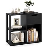 COSTWAY Bücherregal Holz, Würfelregal mit Schublade und 3 Fächern,...