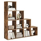 VASAGLE Bücherregal mit 10 Fächern, Regal offen, Stufenregal,...