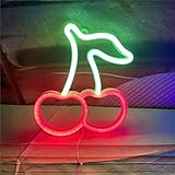 QiaoFei Kirsche Neon Schild Lichter Obst Schilder mit USB oder...