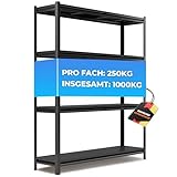 ALL Premium Metallregal Schwarz mit Schwerlastregal Metallböden...