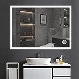 YOLEO Badspiegel mit Beleuchtung, Wandspiegel 80 * 60cm beschlagfrei...