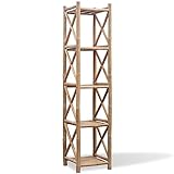HETFTJN Bambus Regal 5 Ablagen Quadratisch 35 x 35 x 152 cm Schmaler...