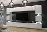 Furnitech Modernes TV Möbel mit LED Beleuchtung Schrank Wohnschrank...