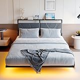 HOJINLINERO Bettgestell 120x200cm Bett mit LED Ladestation &...