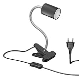 ledscom.de Klemmleuchte WAIKA mit Schwanenhals und Schalter schwarz...