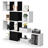 HOMASIS Bücherregal mit 4 Ebenen, Raumteiler Regal mit 10 Würfeln,...