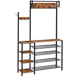 HOOBRO Garderobenständer mit Schuhablage, Schuhregal mit Garderobe,...