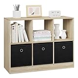 WOLTU Bücherregal mit 3 Schubladen aus Vliesstoff, Standregal mit 6...