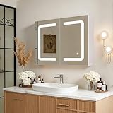 DULRLLY Spiegelschrank Bad mit Beleuchtung, Badezimmer Spiegelschrank...