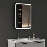 WDWRITTI LED Spiegelschrank mit Beleuchtung 50x70x13,5cm...