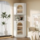 Merax Eckschrank Hochschrank mit LED - Beleuchtung, Eckregal...