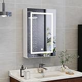 Aneutr Spiegelschrank Badezimmer mit LED Beleuchtung, Badschrank mit...