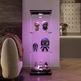 BursDany Glasvitrine mit LED, moderner Vitrinenschrank mit 3 Ablagen...
