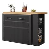 Ausziehbarer Bartisch mit Stauraum(137-215×39×102.3cm) , Moderner...