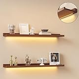 Schwebende Holzregale mit LED-Licht für die Wanddekoration, 23 35 47...