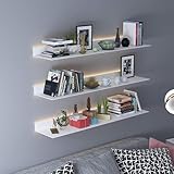 Moderne, schwebende LED-Bücherregale mit eingebautem beleuchtetem...