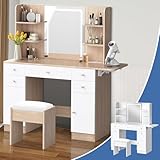 ALFORDSON Schminktisch mit Spiegel und Beleuchtung, moderner...