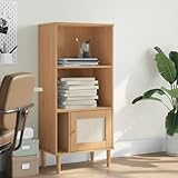 Youuihom Schmaler Bücherschrank Mit Rattan Tür Braun 60x35x130 cm...