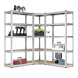 Juskys 3er Metall Regalsystem Basic - 1 Eckregal & 2 Lagerregale - 15...
