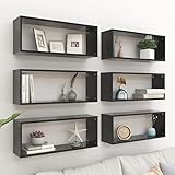 Rantry Casa Würfelregale 6 Stück Schwarz 60 x 15 x 23 cm aus...