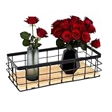 Drahtkorb mit Holzboden Gitterkorb aus Metall zur Aufbewahrung in...