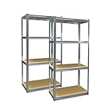 Grafner Doppel Schwerlastregal 2er Set mit 8 Böden aus MDF, maximale...