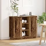 Youuihom Sideboard mit LED Alt Holz 90x32x75 cm Rustikaler Nachttisch...