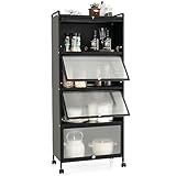 COSTWAY Küchenschrank hoch, Küchenregal mit Rollen, 5-stufig,...