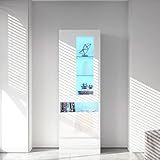 LINKHOO Vitrine mit LED-Beleuchtung, 16 Farben, Vitrine, stehend, mit...