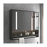 Schwarzer Badezimmer-Spiegelschrank mit Beleuchtung, 60 x 75 x 12 cm,...