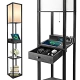 OUTON LED Stehlampe Regal mit Schublade, 3 Farbtemperatur, 1H Timer,...