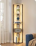 EDISHINE Stehlampe Wohnzimmer Holz, Retro Stehlampe mit 4 Regalen aus...