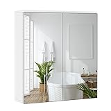 Yaheetech Badezimmerschrank mit 2 Spiegeltüren Hängeschrank...