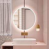 Huiyang LED Badspiegel Rund 60cm Touch-Schalter Badezimmerspiegel...