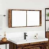 QJBSAVVA LED Spiegelschrank aus Naturholz 100x12x45 cm Rustikales...
