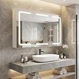 Thanaddo Spiegelschrank Bad mit LED Beleuchtung 90x60cm,...