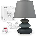 Nachttischlampe 'Lina' (Grau/Matt) Tischleuchte Keramik Tischlampe mit...